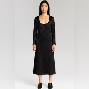 NEW Marina Moscone Floral Print Long Sleeve Midi Dress – Black – Size 8 - $995